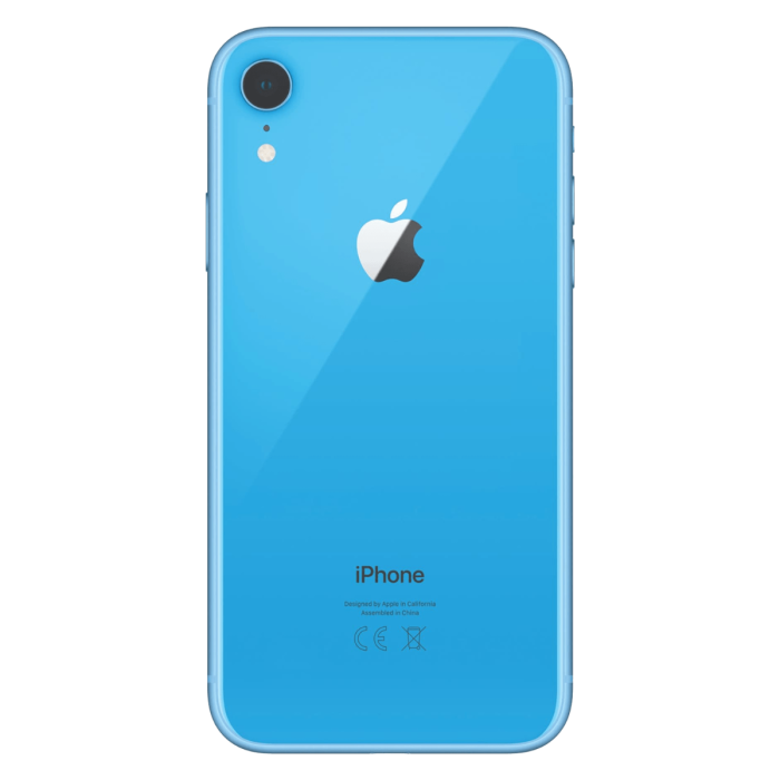 iPhone XR bleu, face arrière avec appareil photo simple