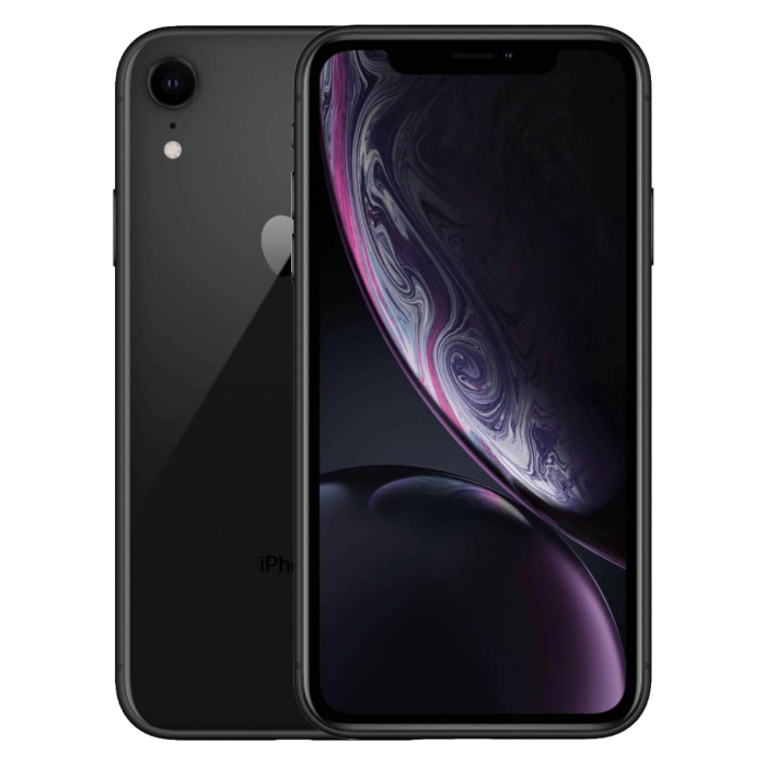 iPhone XR zwart, voor- en achterkant                            