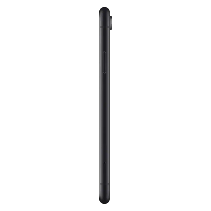 iPhone XR zwart, zijkant met zijknop en simkaarthouder                            
