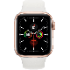 Refurbished Apple Watch Series 5 44 mm aluminium goud 4G met wit sportbandje 
                            