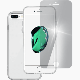 iPhone 7 Plus iPhone 8 Plus verre trempé + coque en plastique transparent
