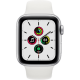 Refurbished Apple Watch SE 2020 44 mm aluminium zilver 4G met wit sportbandje 