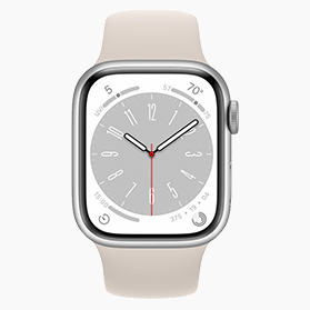 Reconditionnée Apple Watch Series 8 45 mm en aluminium argenté 4G avec bracelet sport blanc