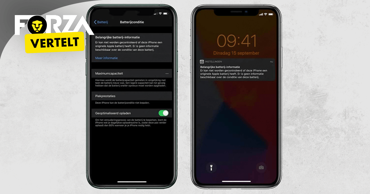 Melding iPhone: batterij- of scherminformatie 
