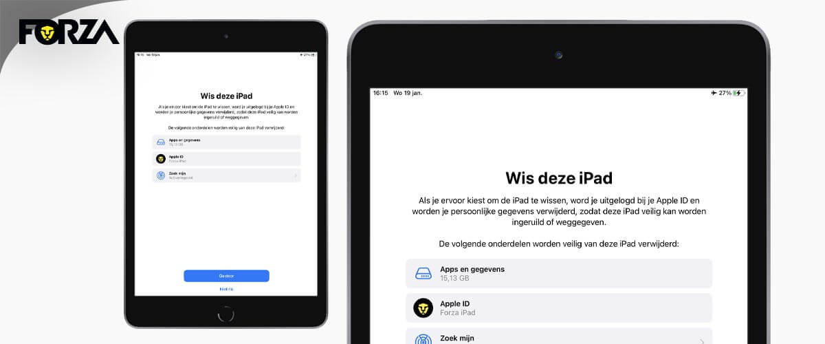 iPad terugzetten naar fabrieksinstellingen