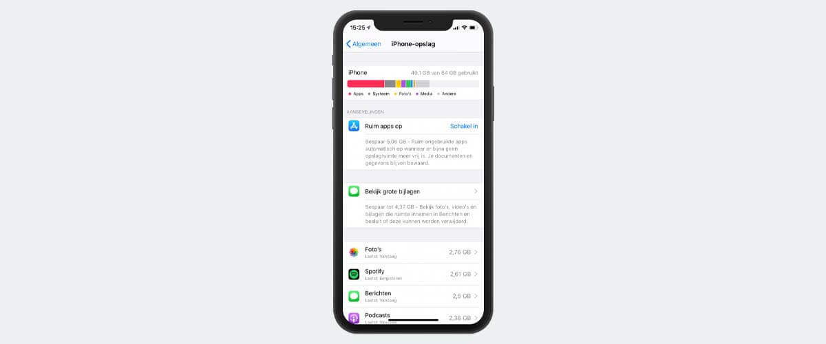 iPhone opslag