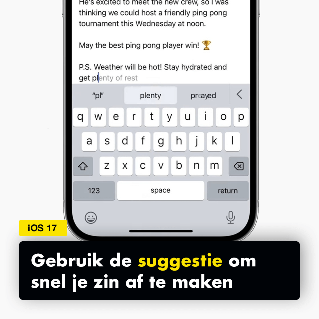 iOS 17 toetsenbord suggestie